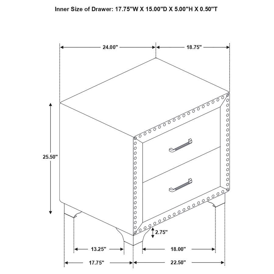 Melody - Upholstered 2 - Drawer Nightstand - Pacific Blue Accent Nightstand modern furniture Contempo Furniture
