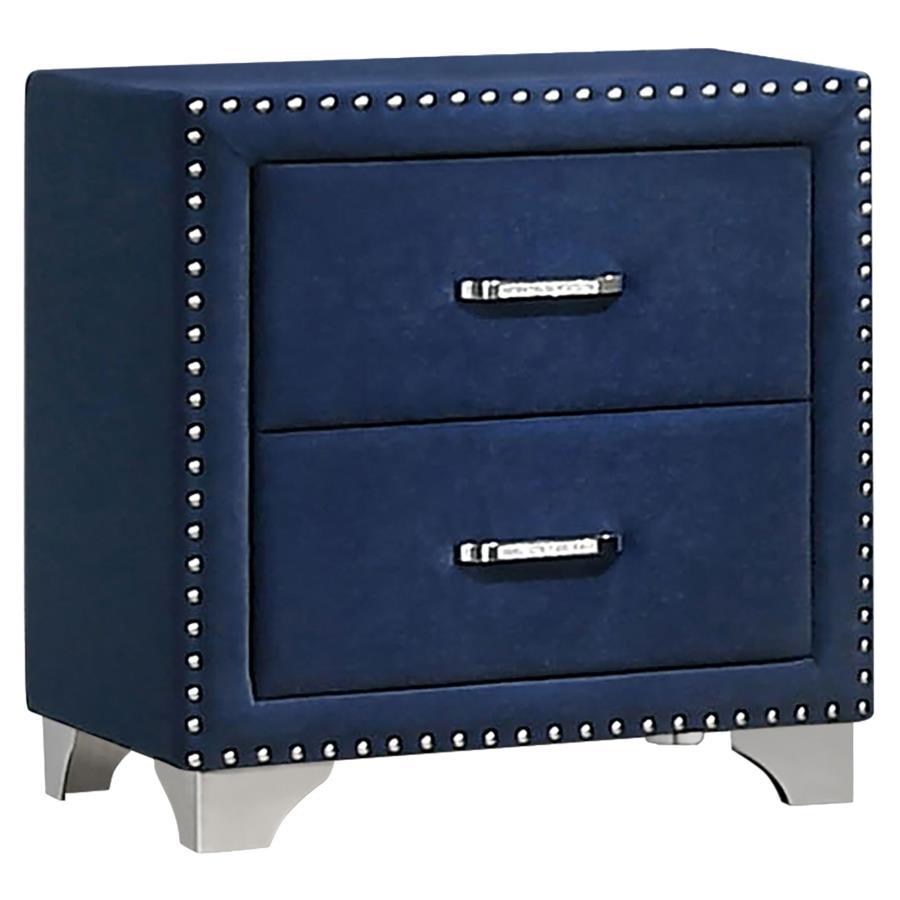Melody - Upholstered 2 - Drawer Nightstand - Pacific Blue Accent Nightstand modern furniture Contempo Furniture