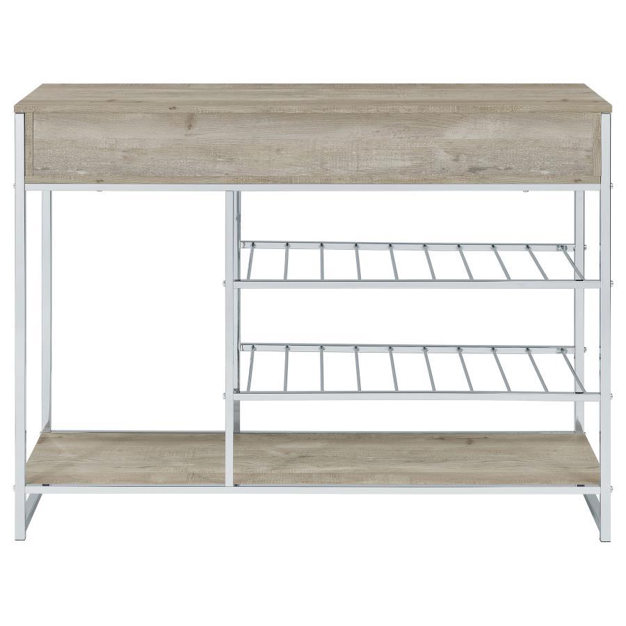 Melrose - 2 - Drawer Home Bar Storage With Wine Rack Gray - Gray Wine Cabinet modern furniture Contempo Furniture
