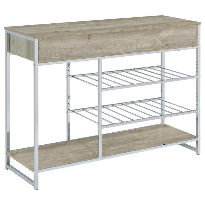 Melrose - 2 - Drawer Home Bar Storage With Wine Rack Gray - Gray Wine Cabinet modern furniture Contempo Furniture