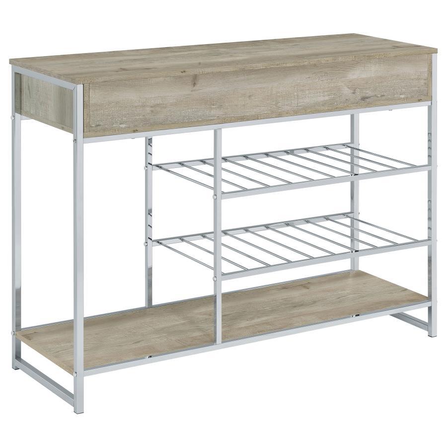Melrose - 2 - Drawer Home Bar Storage With Wine Rack Gray - Gray Wine Cabinet modern furniture Contempo Furniture