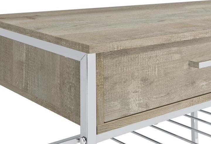 Melrose - 2 - Drawer Home Bar Storage With Wine Rack Gray - Gray Wine Cabinet modern furniture Contempo Furniture