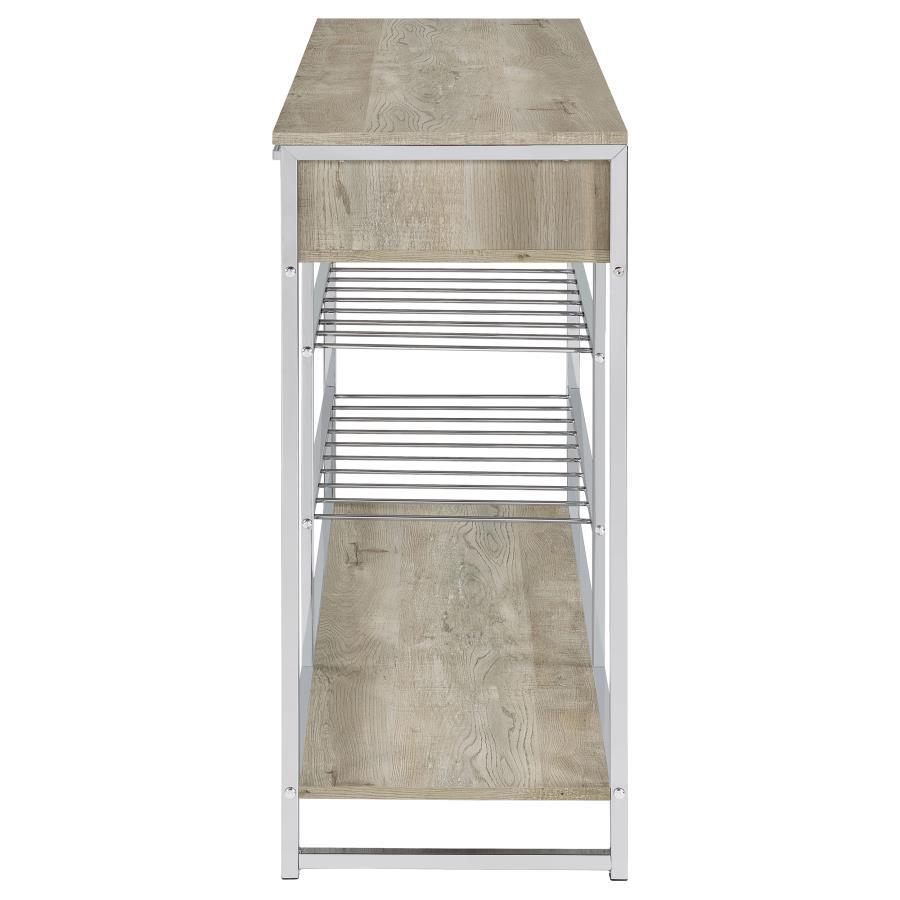Melrose - 2 - Drawer Home Bar Storage With Wine Rack Gray - Gray Wine Cabinet modern furniture Contempo Furniture