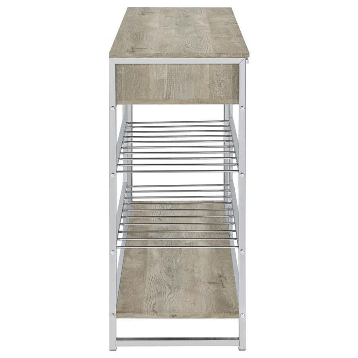 Melrose - 2 - Drawer Home Bar Storage With Wine Rack Gray - Gray Wine Cabinet modern furniture Contempo Furniture
