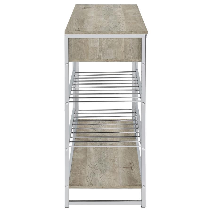Melrose - 2 - Drawer Home Bar Storage With Wine Rack Gray - Gray Wine Cabinet modern furniture Contempo Furniture