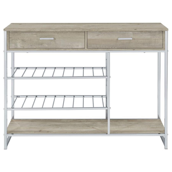 Melrose - 2 - Drawer Home Bar Storage With Wine Rack Gray - Gray Wine Cabinet modern furniture Contempo Furniture