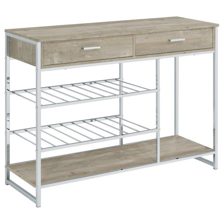 Melrose - 2 - Drawer Home Bar Storage With Wine Rack Gray - Gray Wine Cabinet modern furniture Contempo Furniture
