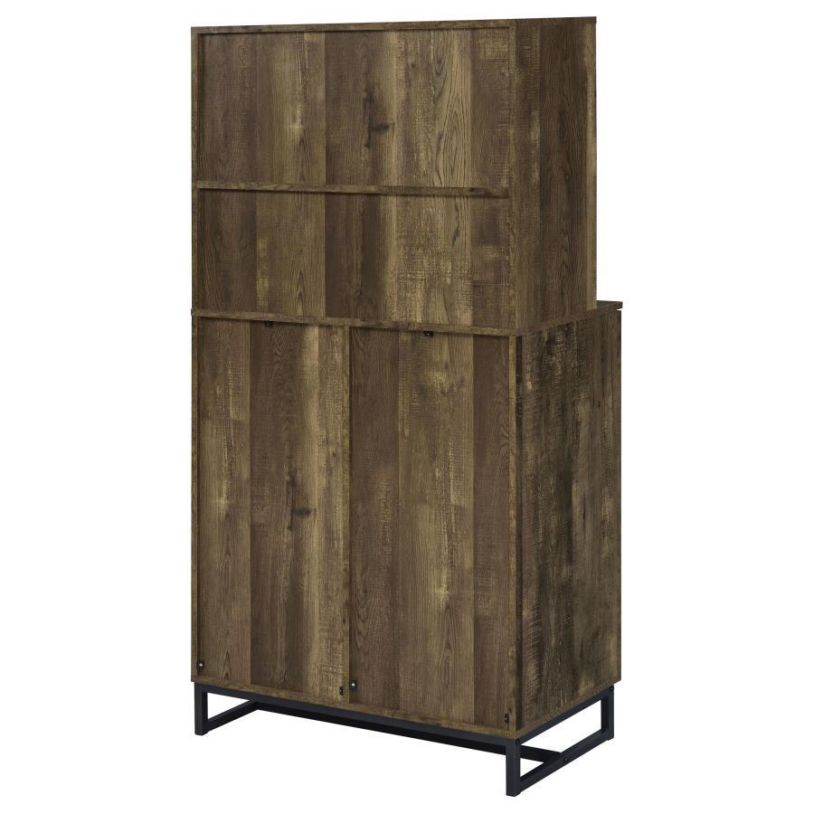 Mendoza - 2 Door Home Bar Cabinet Wine Storage - Rustic Oak Wine Cabinet modern furniture Contempo Furniture