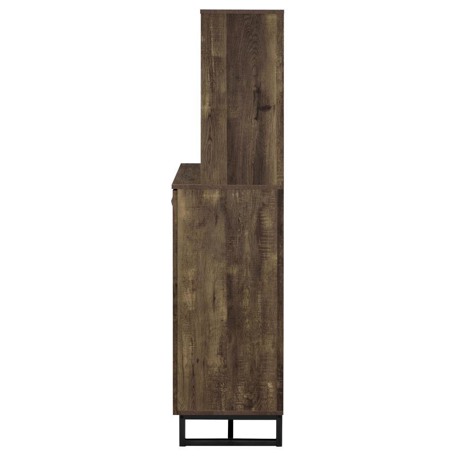 Mendoza - 2 Door Home Bar Cabinet Wine Storage - Rustic Oak Wine Cabinet modern furniture Contempo Furniture
