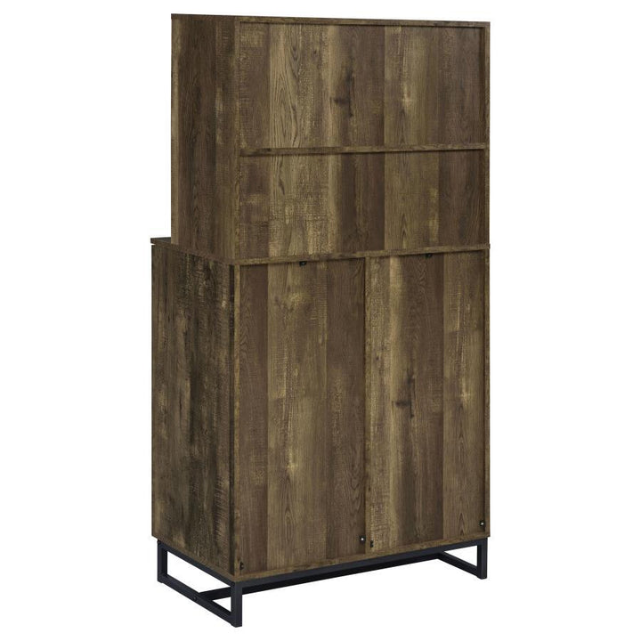 Mendoza - 2 Door Home Bar Cabinet Wine Storage - Rustic Oak Wine Cabinet modern furniture Contempo Furniture
