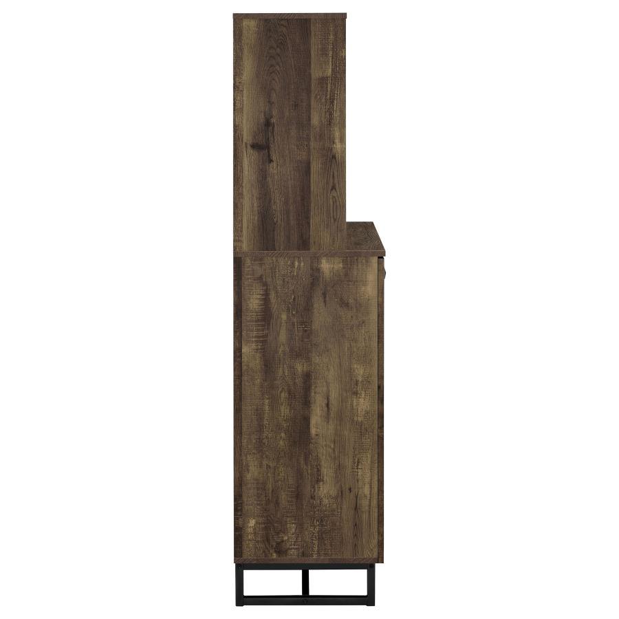 Mendoza - 2 Door Home Bar Cabinet Wine Storage - Rustic Oak Wine Cabinet modern furniture Contempo Furniture