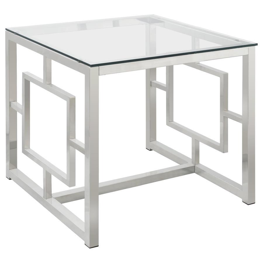 Merced - 2 Piece Rectangular Coffee And End Table Set - Nickel Table Set modern furniture Contempo Furniture