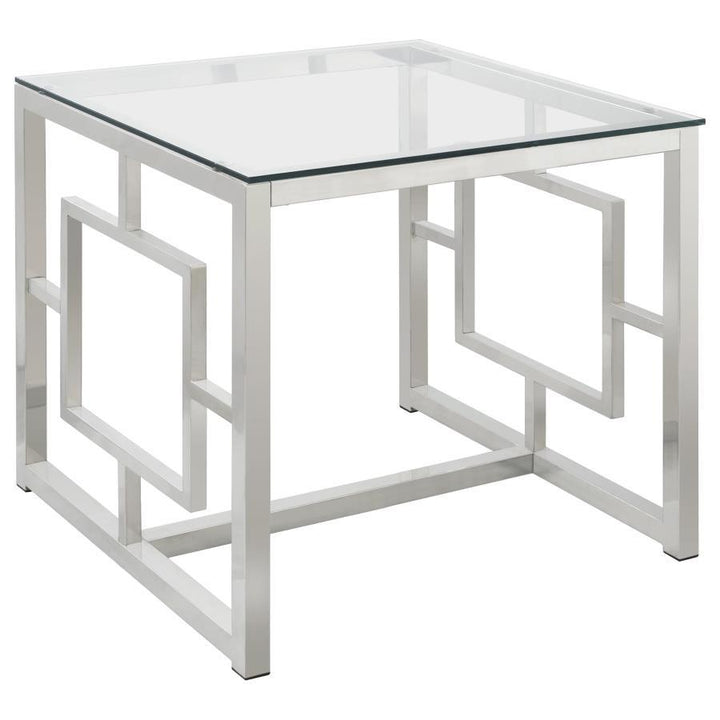 Merced - 2 Piece Rectangular Coffee And End Table Set - Nickel Table Set modern furniture Contempo Furniture
