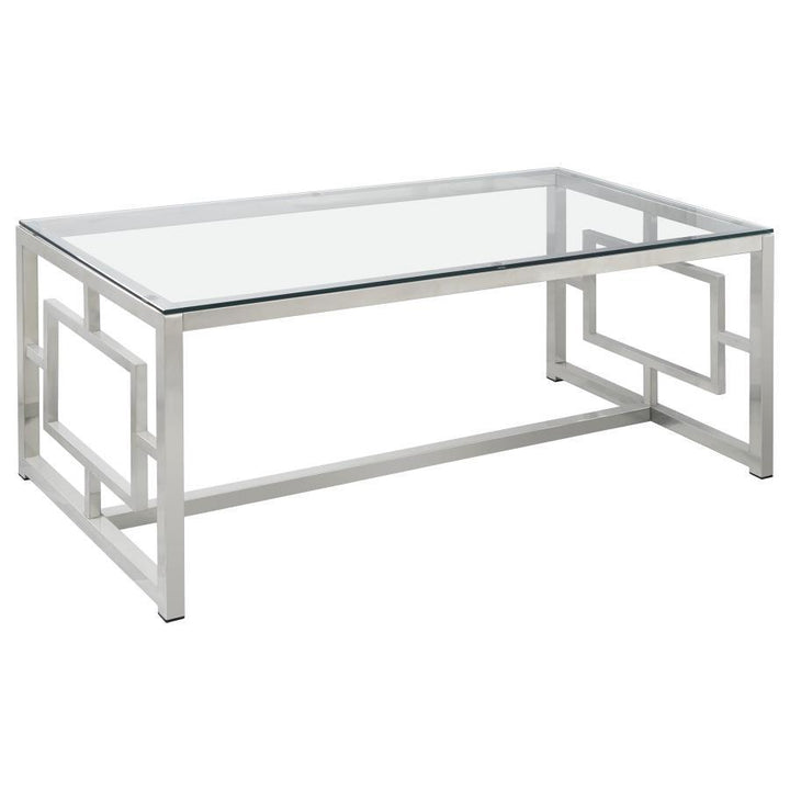 Merced - 2 Piece Rectangular Coffee And End Table Set - Nickel Table Set modern furniture Contempo Furniture