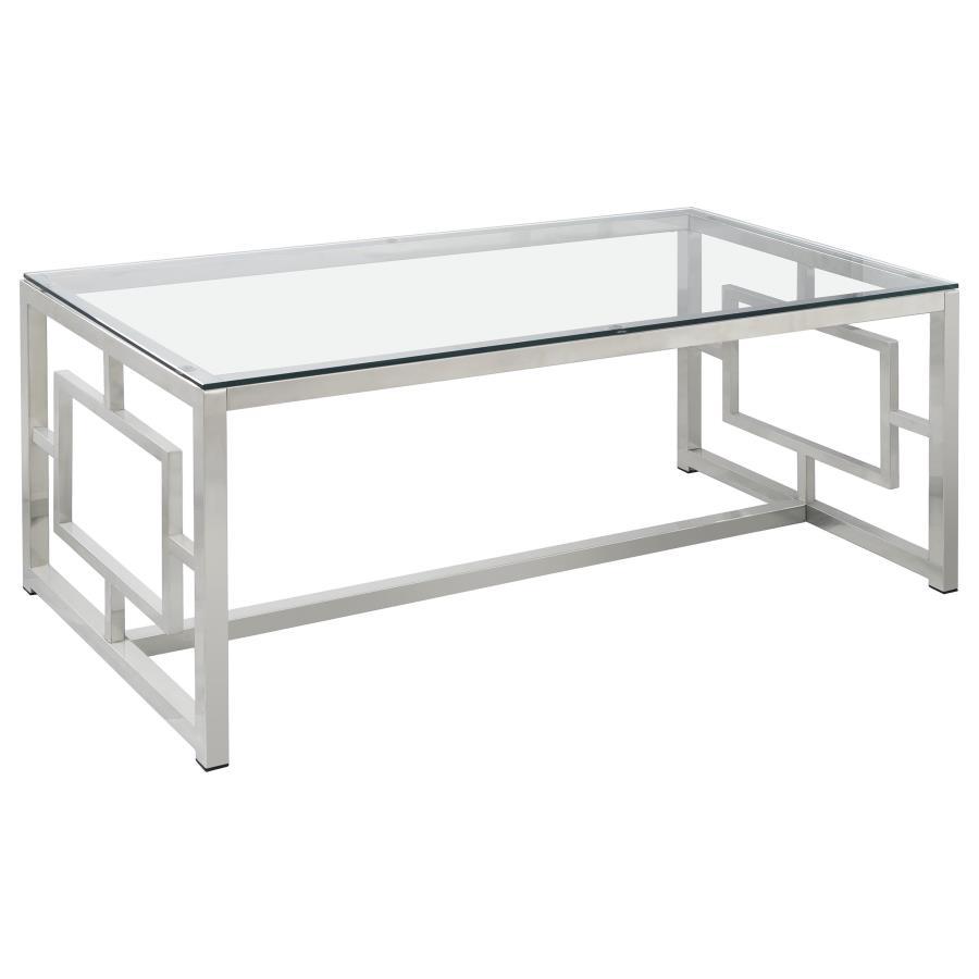 Merced - 2 Piece Rectangular Coffee And End Table Set - Nickel Table Set modern furniture Contempo Furniture