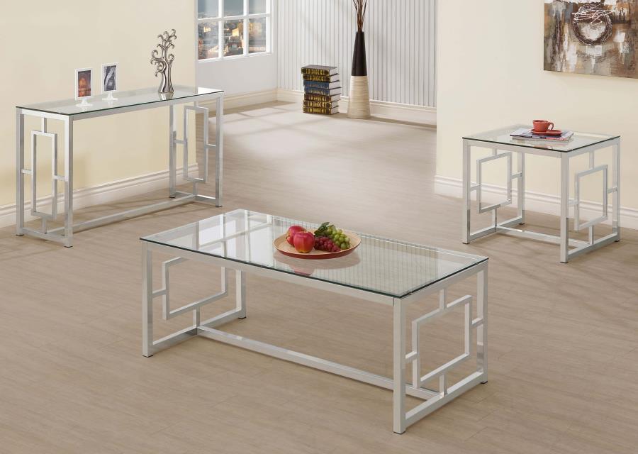 Merced - Square Glass Top Side End Table - Nickel End Table modern furniture Contempo Furniture