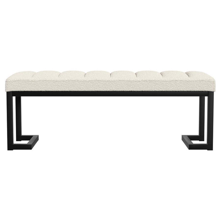 Mesa - Boucle Upholstered Tufted Accent Bench - Vanilla Upholstered Bench modern furniture Contempo Furniture