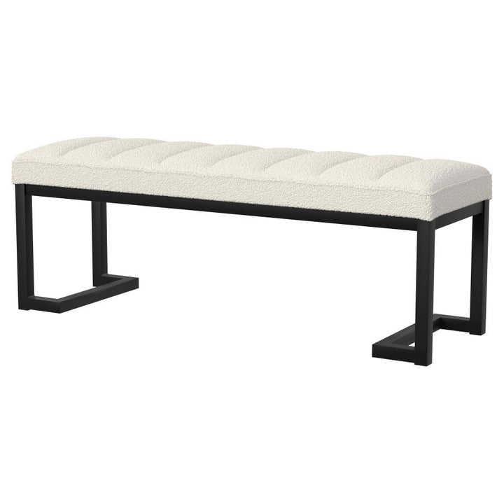 Mesa - Boucle Upholstered Tufted Accent Bench - Vanilla Upholstered Bench modern furniture Contempo Furniture