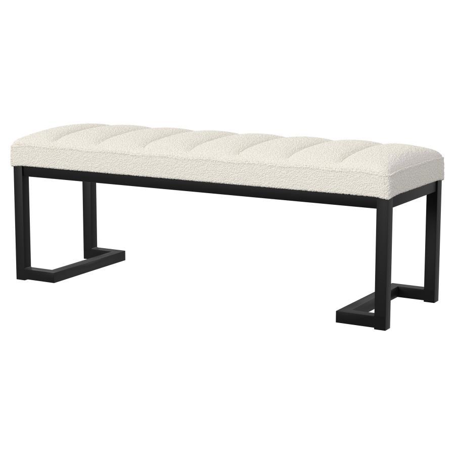 Mesa - Boucle Upholstered Tufted Accent Bench - Vanilla Upholstered Bench modern furniture Contempo Furniture