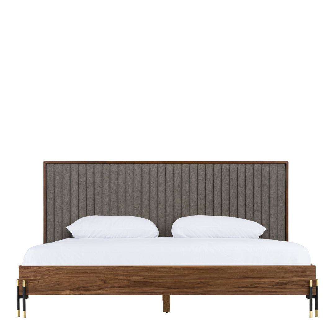 Metcalf  Mid-Century Walnut & Grey Bed