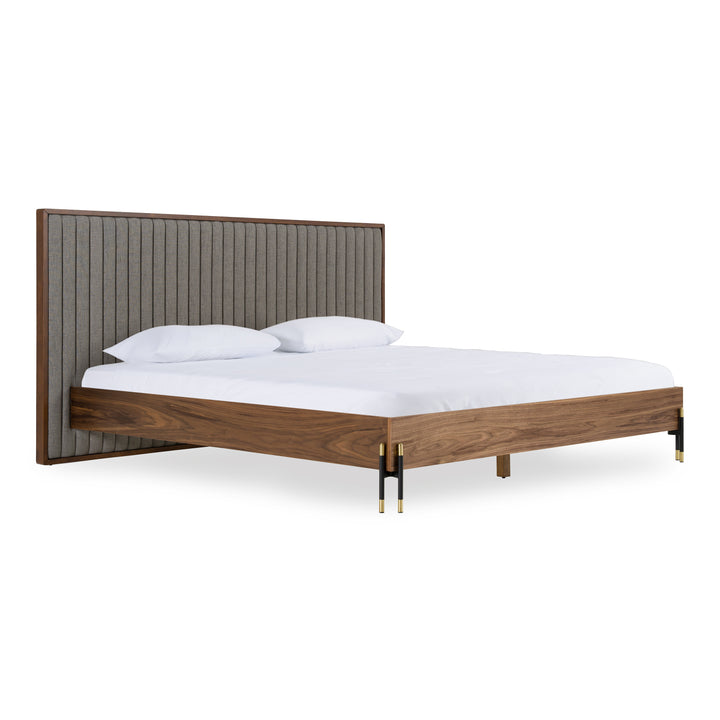 Metcalf  Mid-Century Walnut & Grey Bed