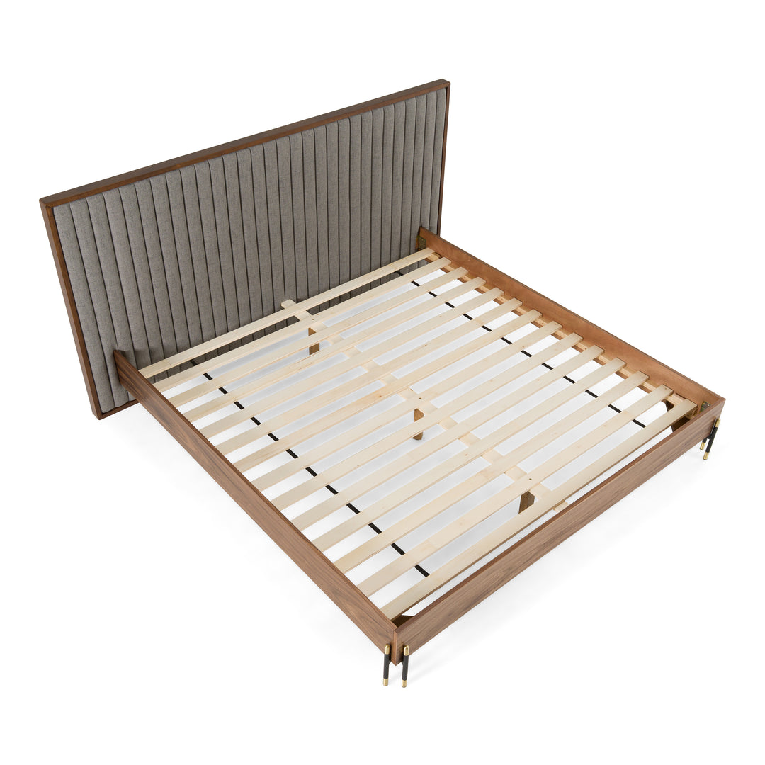 Metcalf  Mid-Century Walnut & Grey Bed