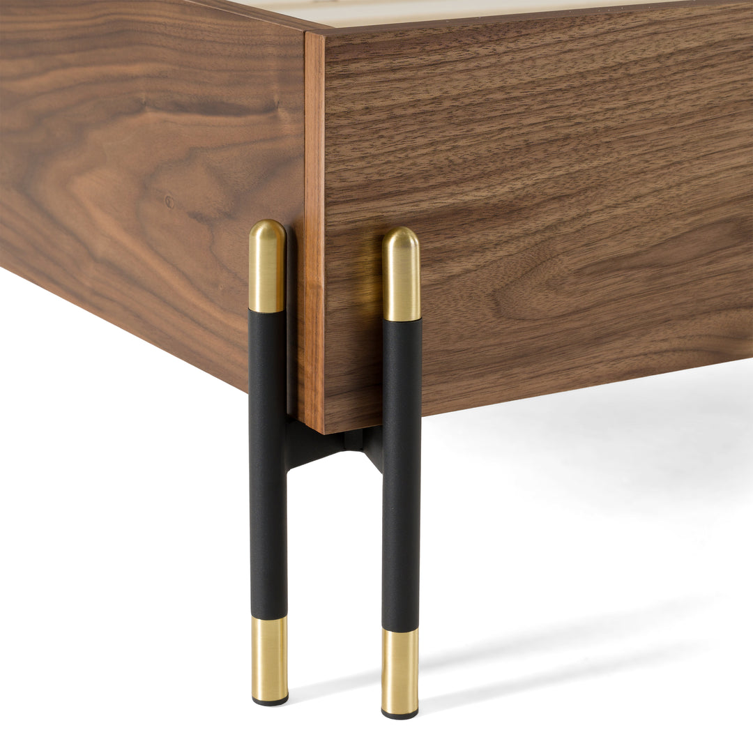 Metcalf - Mid-Century Walnut  and  Grey Bed