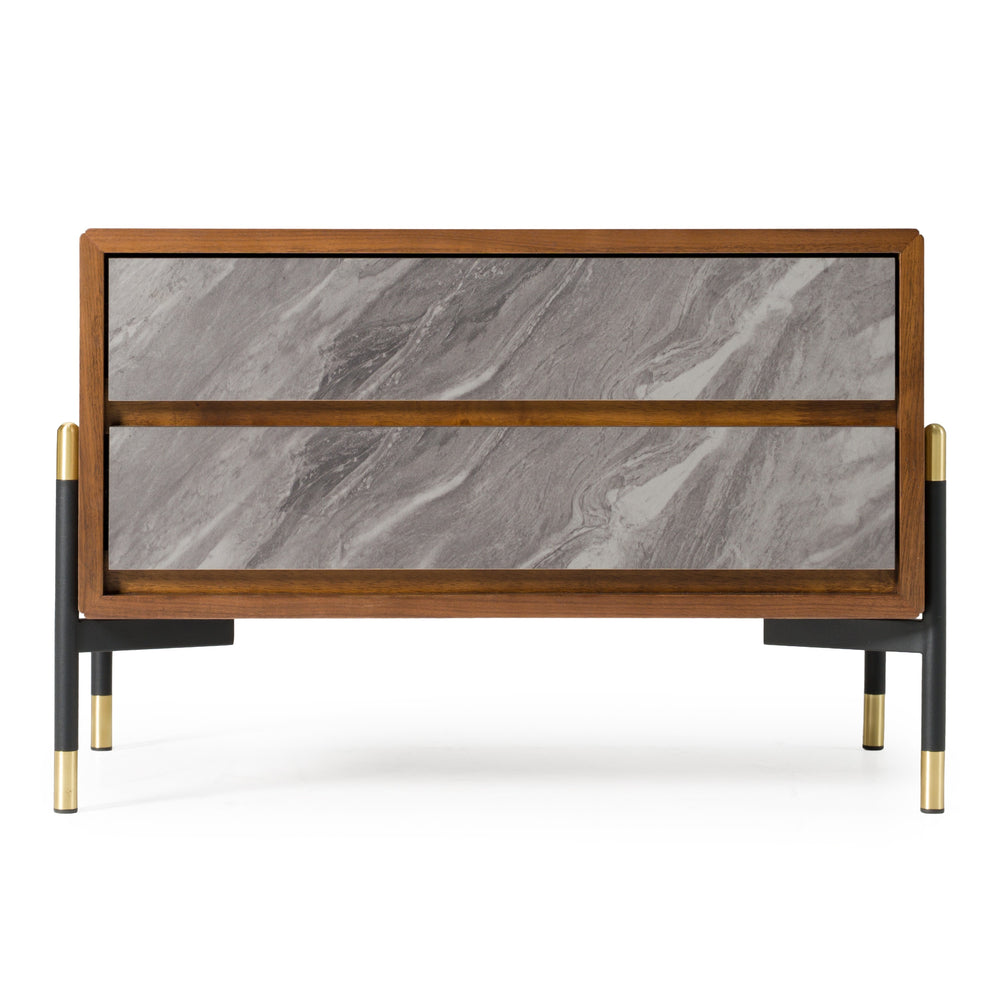 Metcalf - Mid-Century Walnut & Grey Nightstand