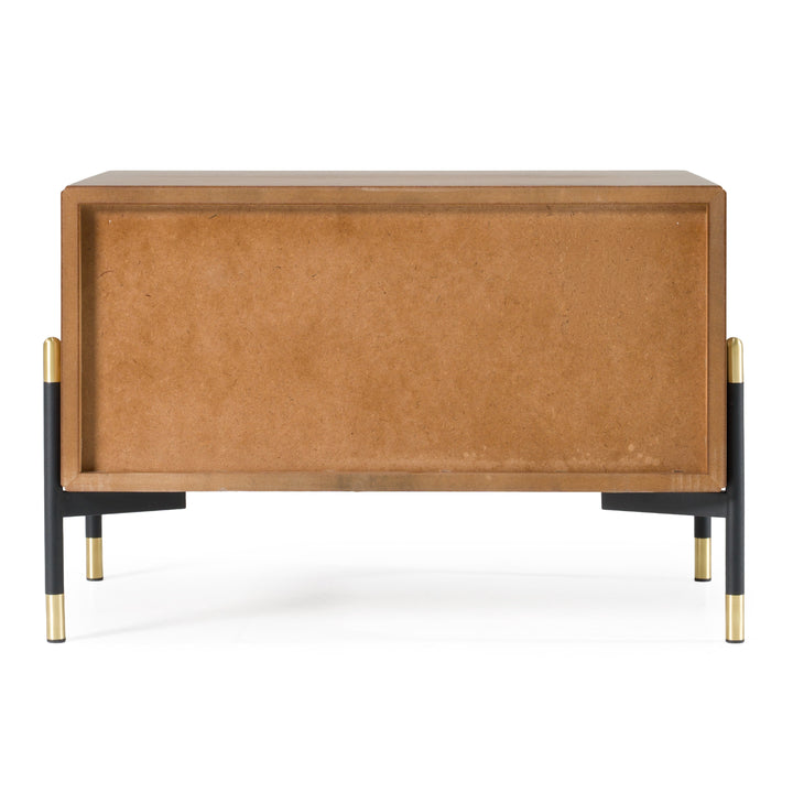 Metcalf  Mid-Century Walnut & Grey Nightstand