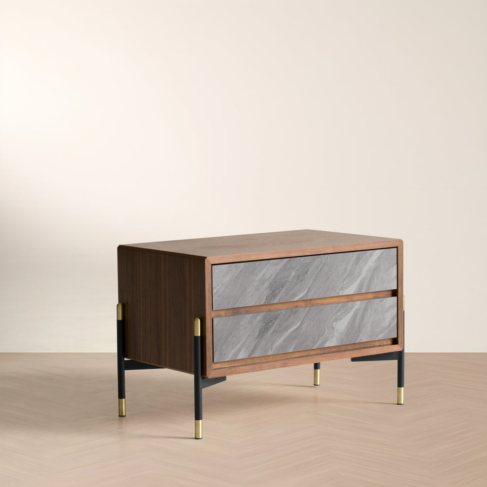 Metcalf - Mid-Century Walnut & Grey Nightstand - View 9