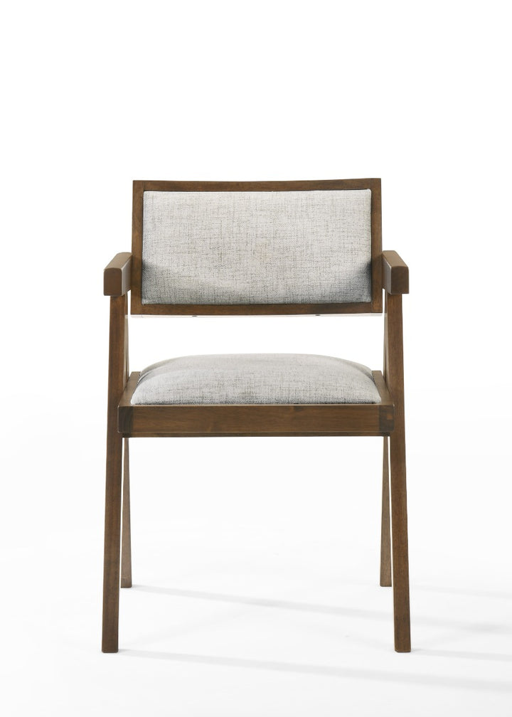 Fern - Modern Walnut and Beige Dining Chair Set of 2