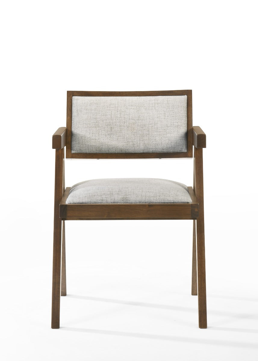 Fern - Modern Walnut and Beige Dining Chair Set of 2