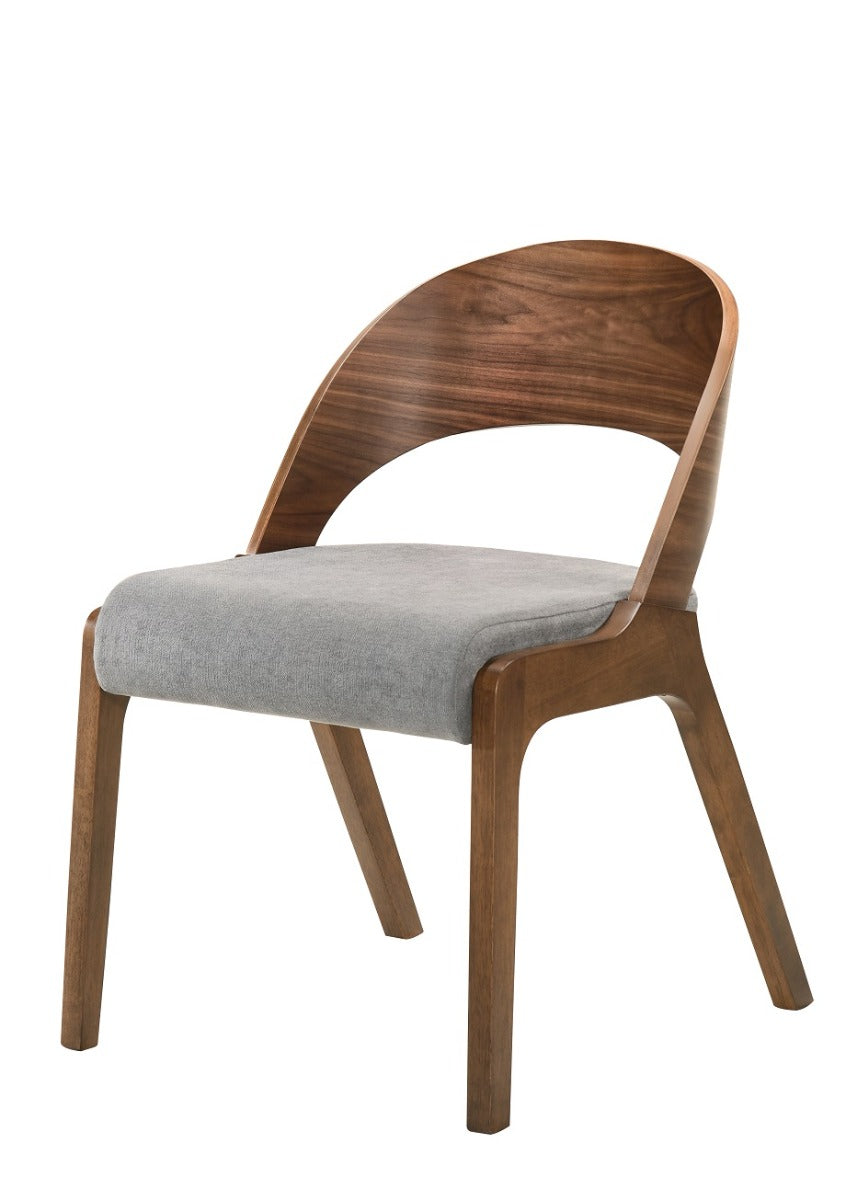 Runyon Modern Walnut & Grey Fabric Dining Chair (Set of 2) - View 4