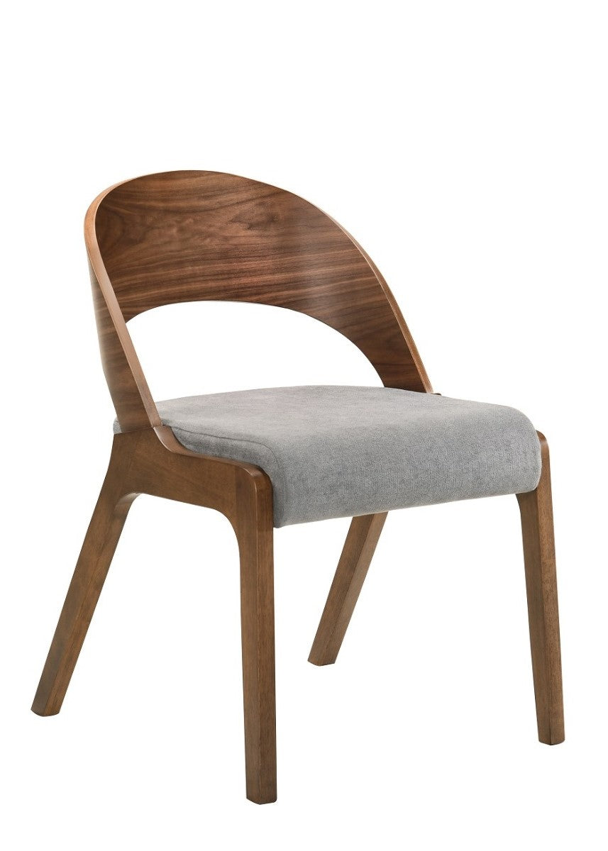 Runyon Modern Walnut & Grey Fabric Dining Chair (Set of 2)