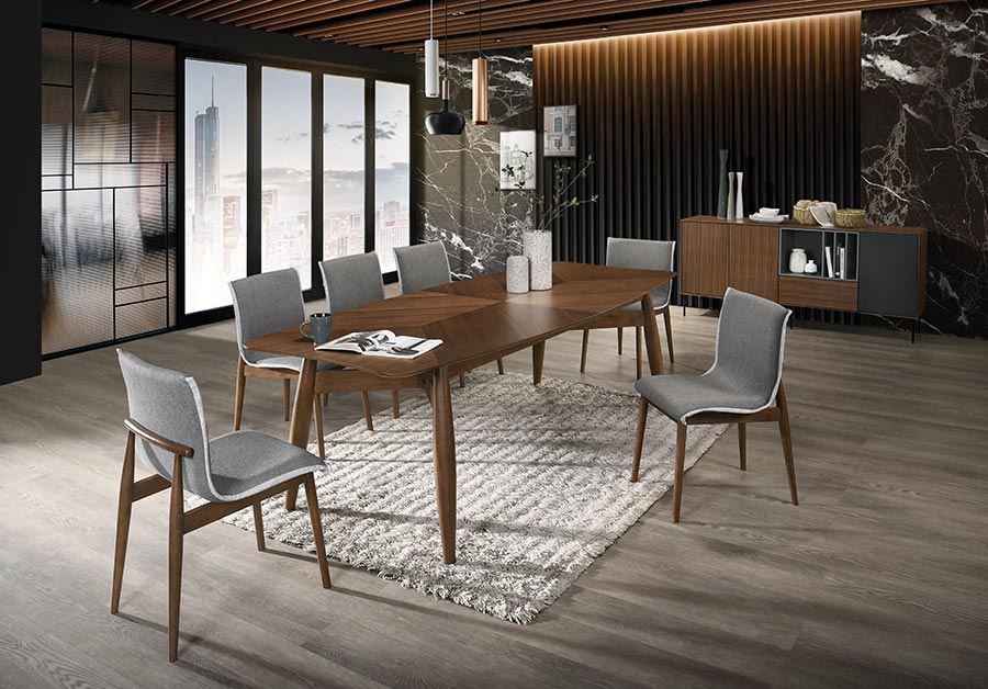 Ackley - Modern Walnut Rectangular Dining Table