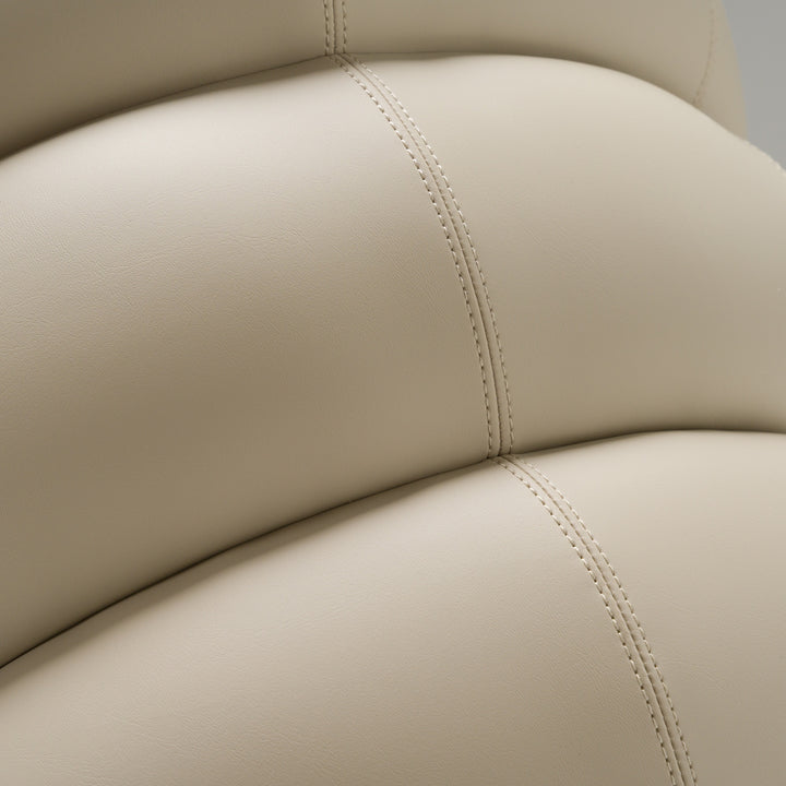 Michael - Mid-Century Modern Beige Vegan Leather + Walnut Dining Chair
