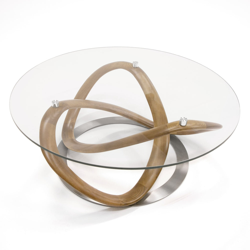 Michele - Modern Glass + Walnut Coffee Table - View 5