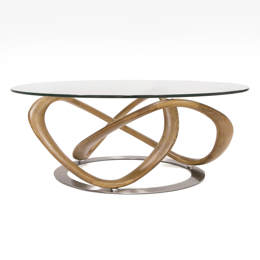 Michele - Modern Glass + Walnut Coffee Table