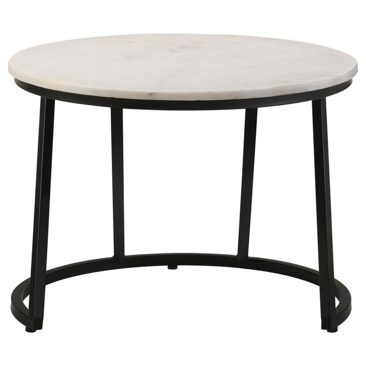 Miguel - Round Marble Top Coffee Table - White And Black Coffee Table modern furniture Contempo Furniture