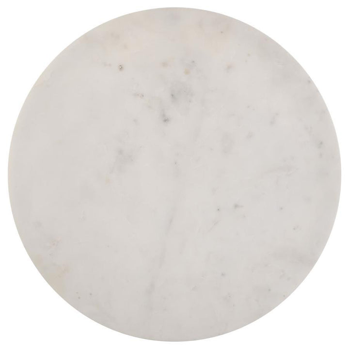 Miguel - Round Marble Top Coffee Table - White And Black Coffee Table modern furniture Contempo Furniture
