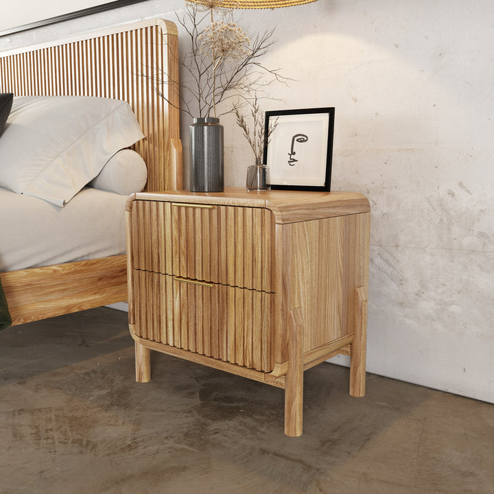 Mikala  Modern Natural Oak Nightstand