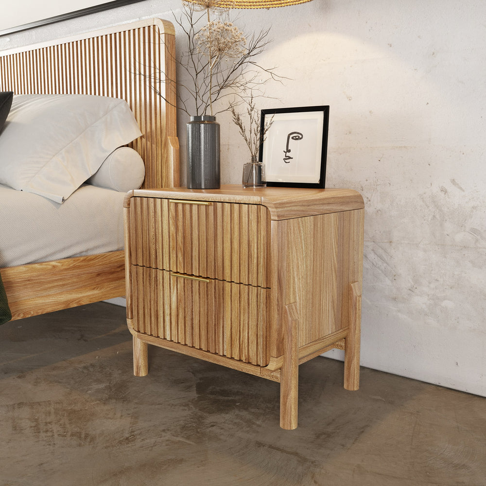 Mikala - Modern Natural Oak Nightstand - View 9