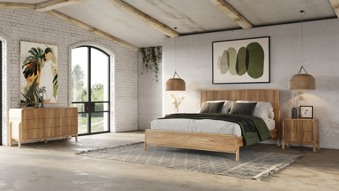 Eastern King - Mikala - Modern Natural Oak Bedroom Set