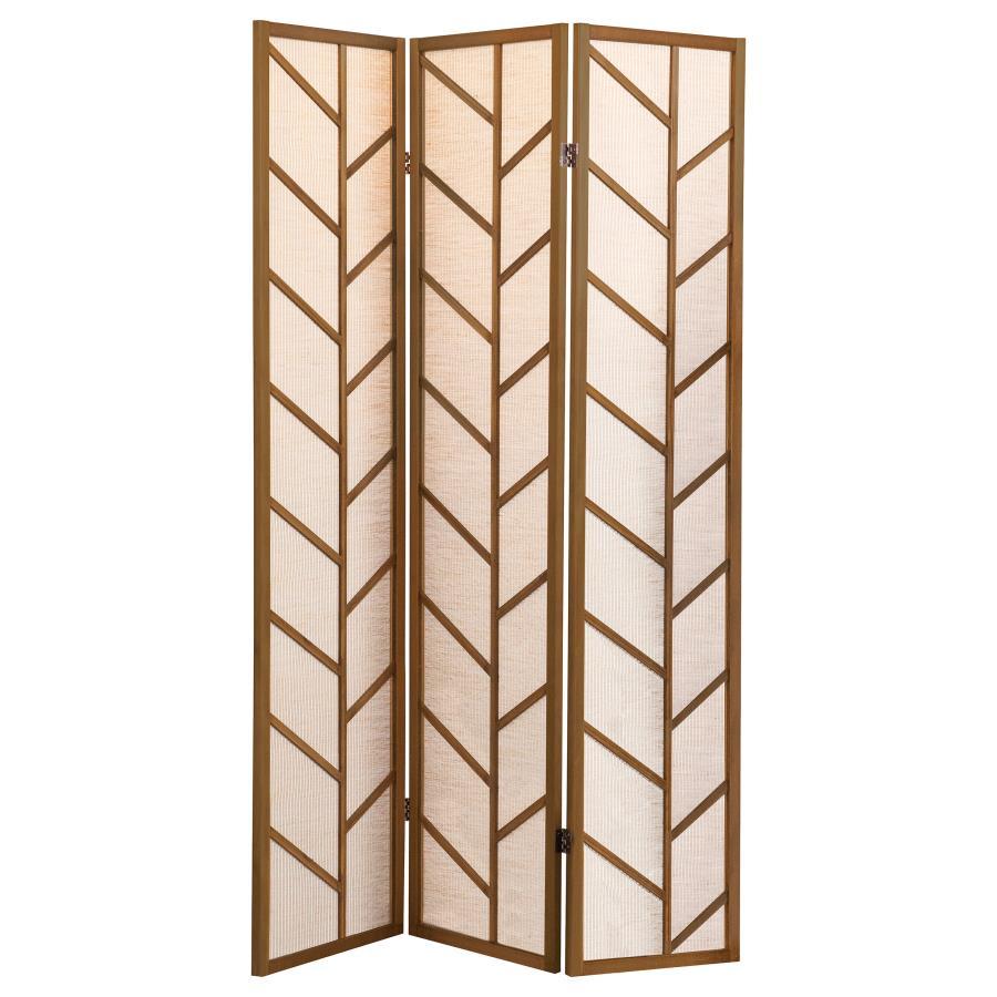 Mila - 3 - Panel Room Divider Folding Shoji Screen - Walnut Room Divider modern furniture Contempo Furniture