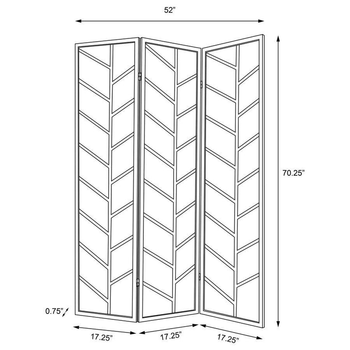 Mila - 3 - Panel Room Divider Folding Shoji Screen - Walnut Room Divider modern furniture Contempo Furniture