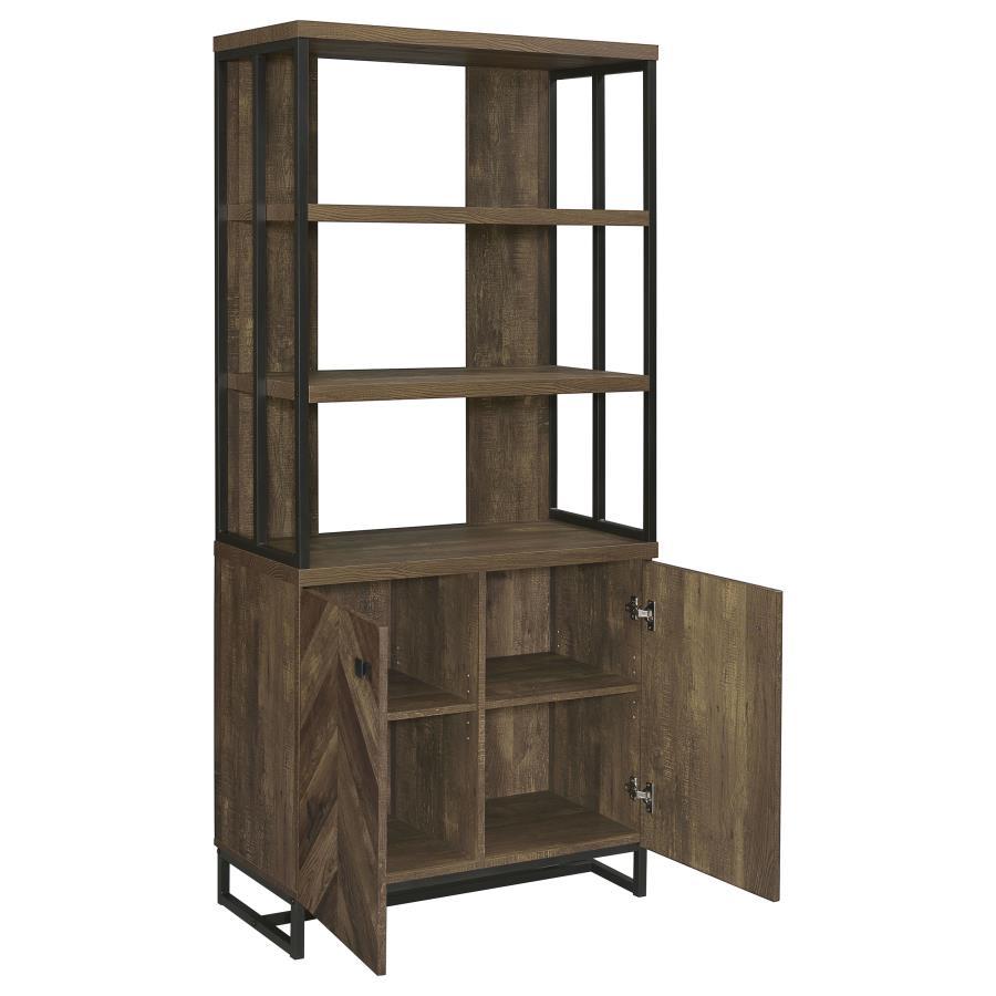 Millbrook - 2 Door Storage Bookshelf - Rustic Oak Standard Bookcase modern furniture Contempo Furniture