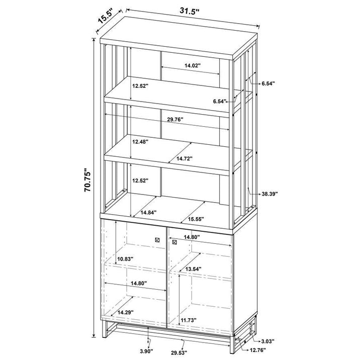 Millbrook - 2 Door Storage Bookshelf - Rustic Oak Standard Bookcase modern furniture Contempo Furniture