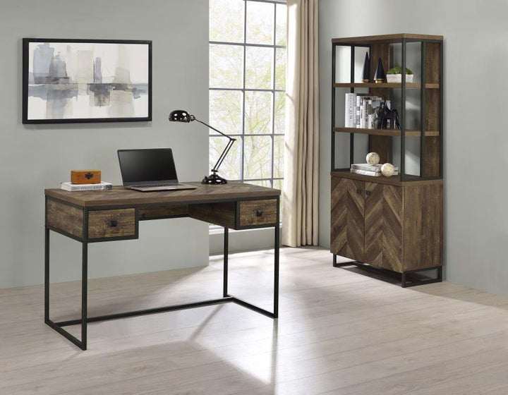 Millbrook - 2 Door Storage Bookshelf - Rustic Oak Standard Bookcase modern furniture Contempo Furniture