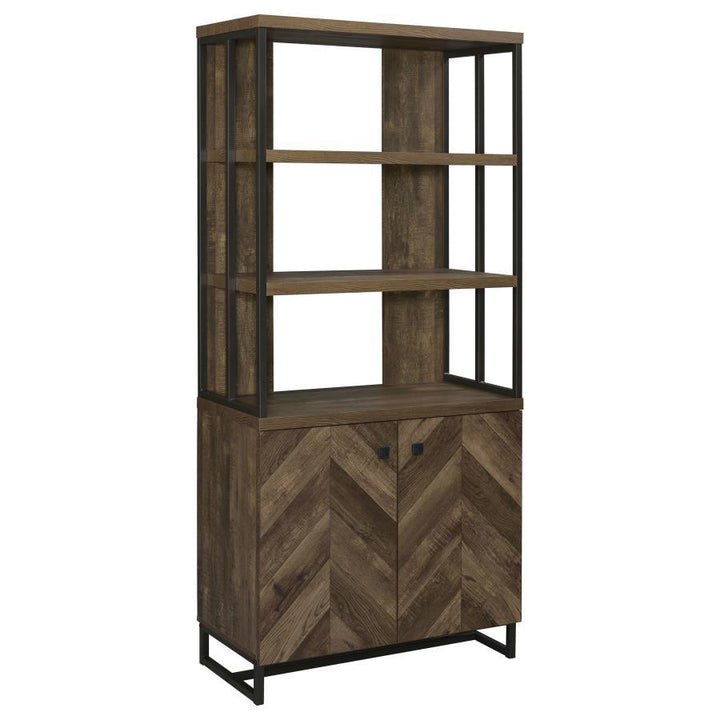 Millbrook - 2 Door Storage Bookshelf - Rustic Oak Standard Bookcase modern furniture Contempo Furniture