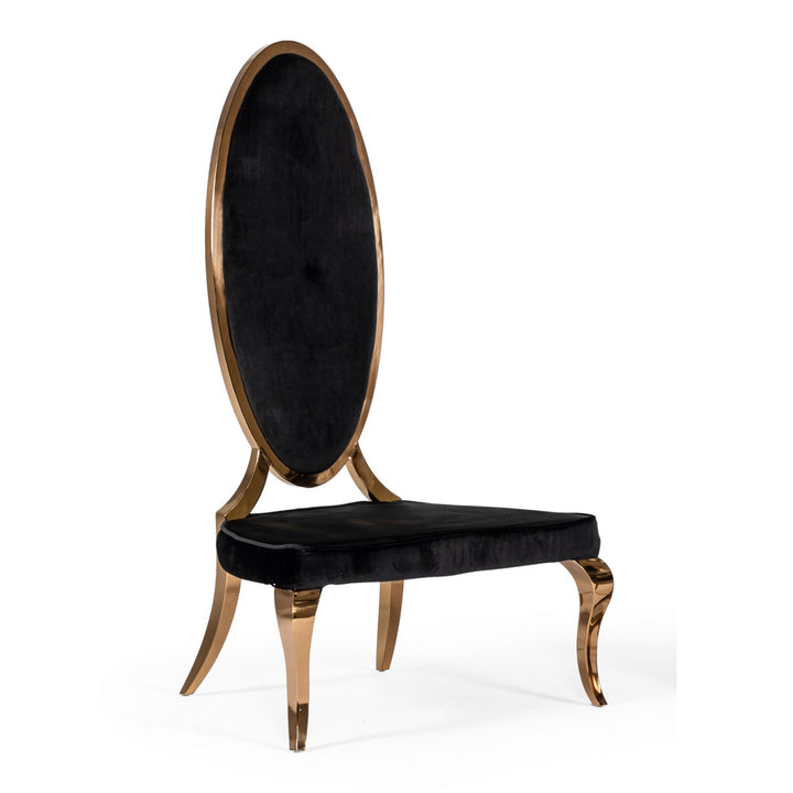 Mills - Modern Black Velvet Rosegold Dining Chair Set of 2
